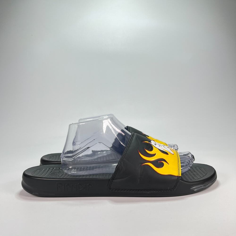 RIPNDIP Welcome To Heck Black Graphic Comfort Slide Slip-On Sandals Mens Size 13